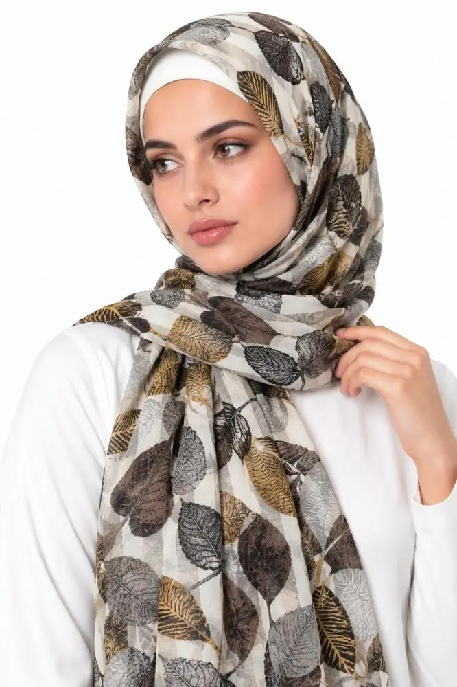 Chiffon Shayla with Elegant Leaf Pattern | TJ1