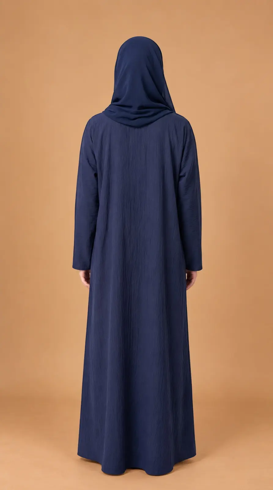 Navy Blue Crepe Abaya with Zipper & Hidden Pockets | MG549