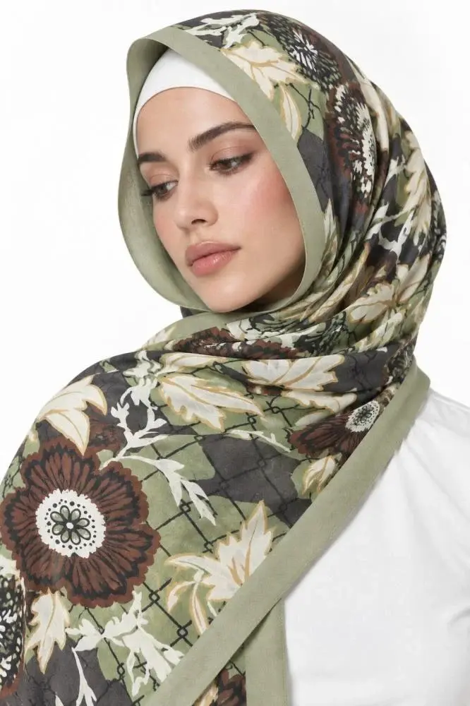 Pink & Light Olive Shayla with Brown Floral Pattern | TJ8