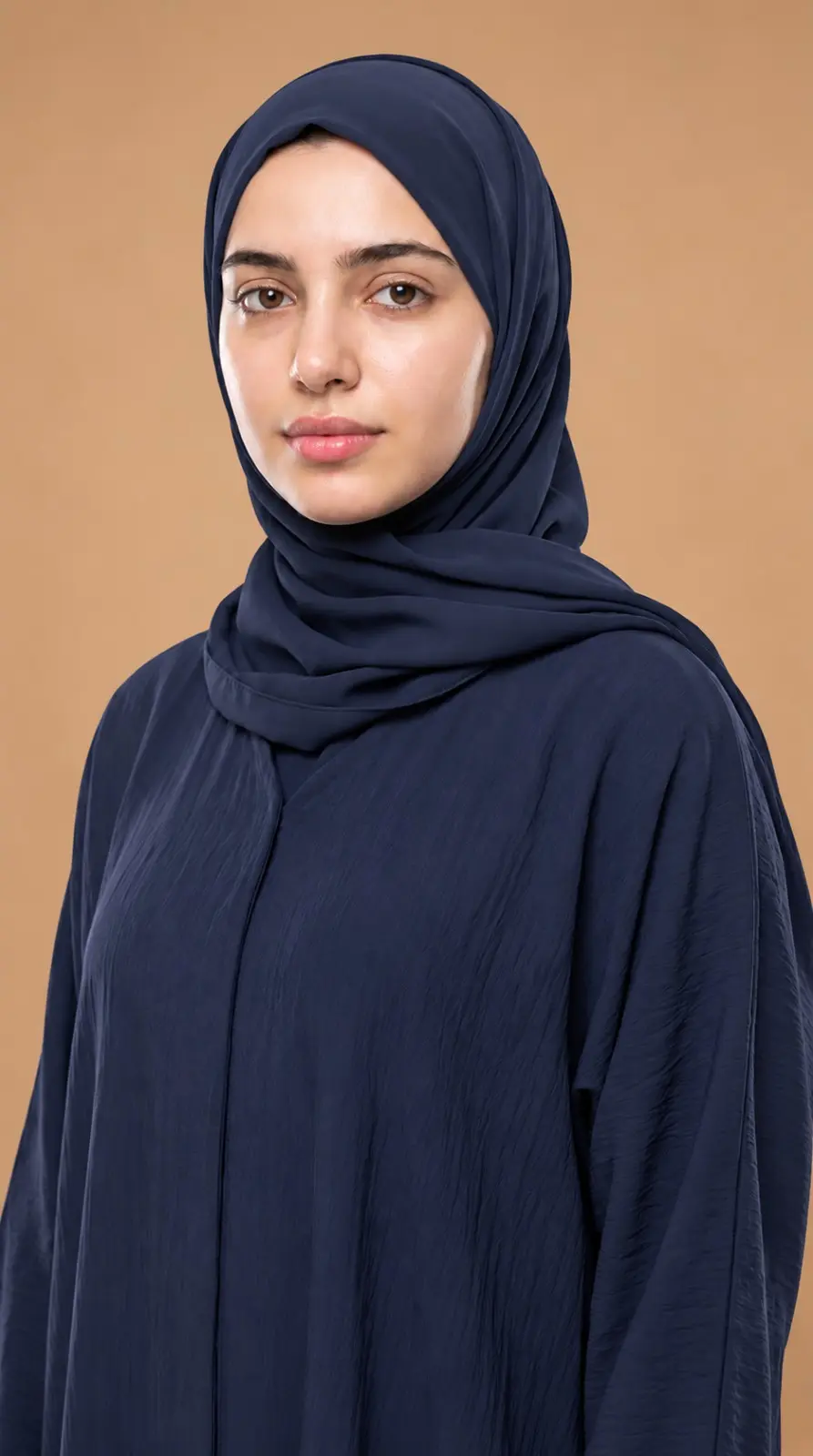 Navy Blue Crepe Abaya with Zipper & Hidden Pockets | MG549