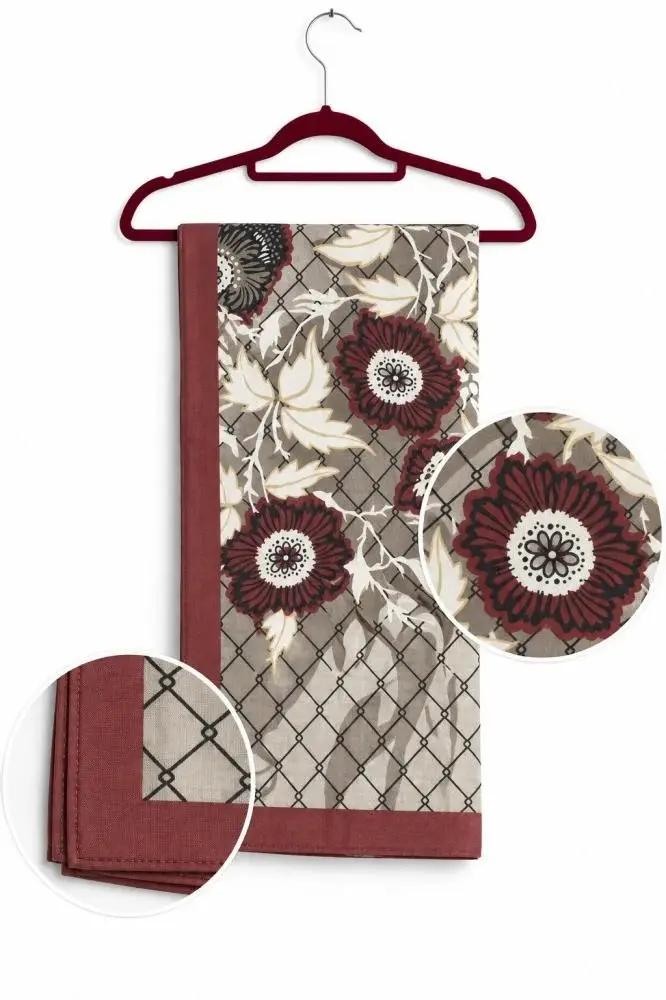 Pink & Beige Shayla with Burgundy Floral Pattern | TJ14