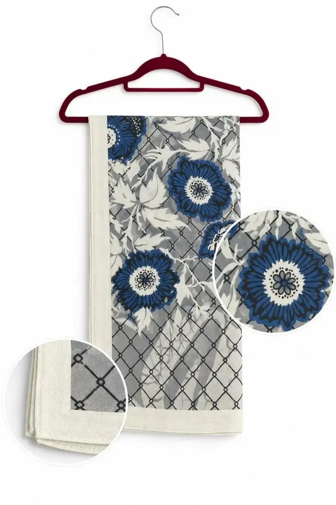 Pink & Off-White Shayla with Blue Floral Pattern | TJ11